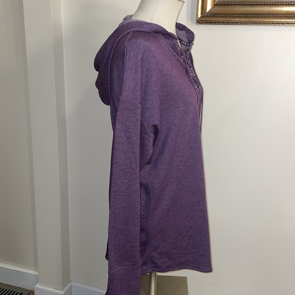 Free 2 Be Purple Hoodie. Size XXL. Long Sweatshirt w scoop hemline. Super soft - Picture 2 of 11